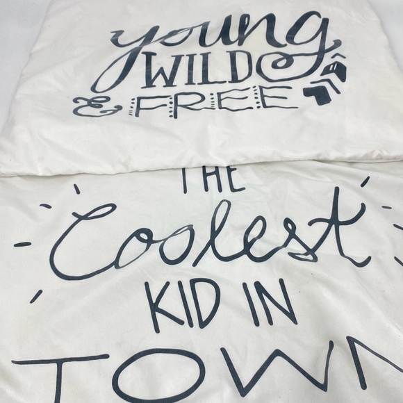 Pillowfort Pillowcases Set of 2  “Young, Wild & Free” “The Coolest Kid in Town" - Picture 1 of 6
